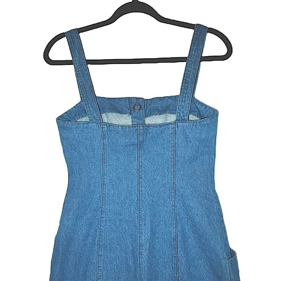 The Fifth Label Button Front Denim Mini Dress with Straps & Slanted Pockets, M - Picture 9 of 14